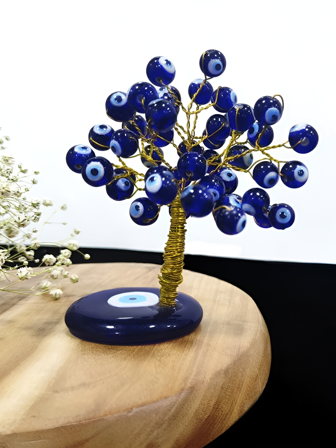 Shubhanjali Evil Eye Tree Blue Stone Natural Living Room Small Showpiece - 3.9 Inches
