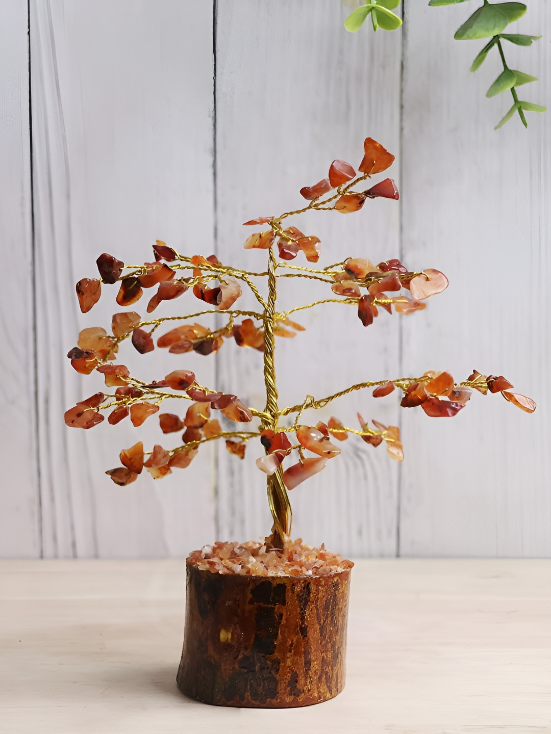Shubhanjali Red Carnelian Tree 100 Chips Red Stone Natural Living Room Medium Showpiece - 8 Inches