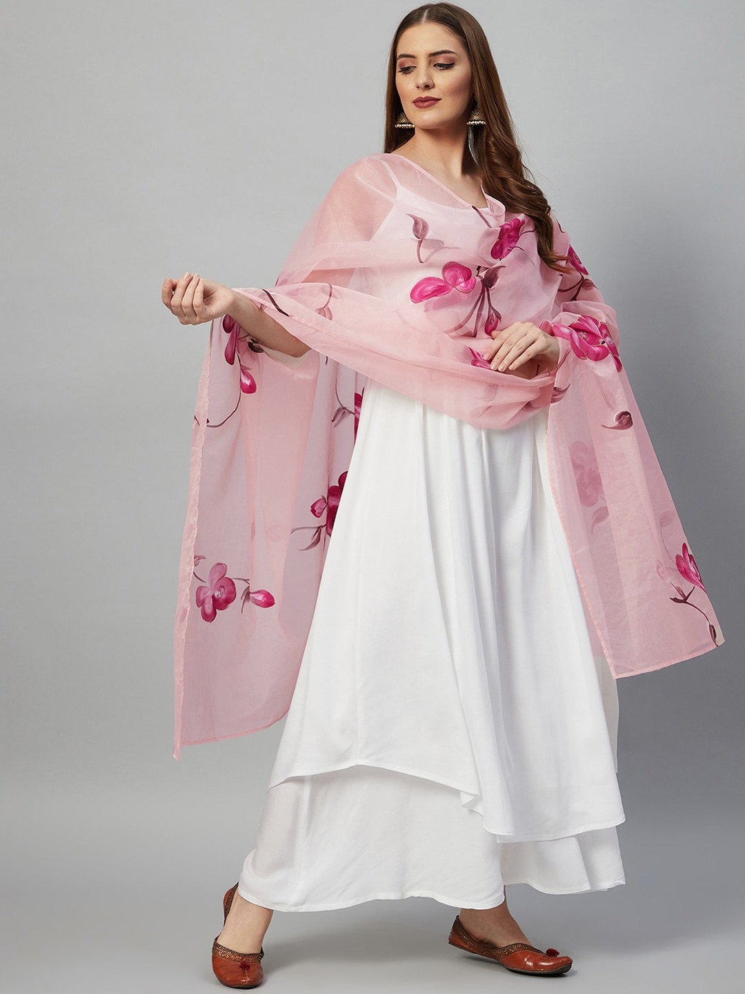 InWeave Shoulder Strap Kurta with Palazzos & Dupatta