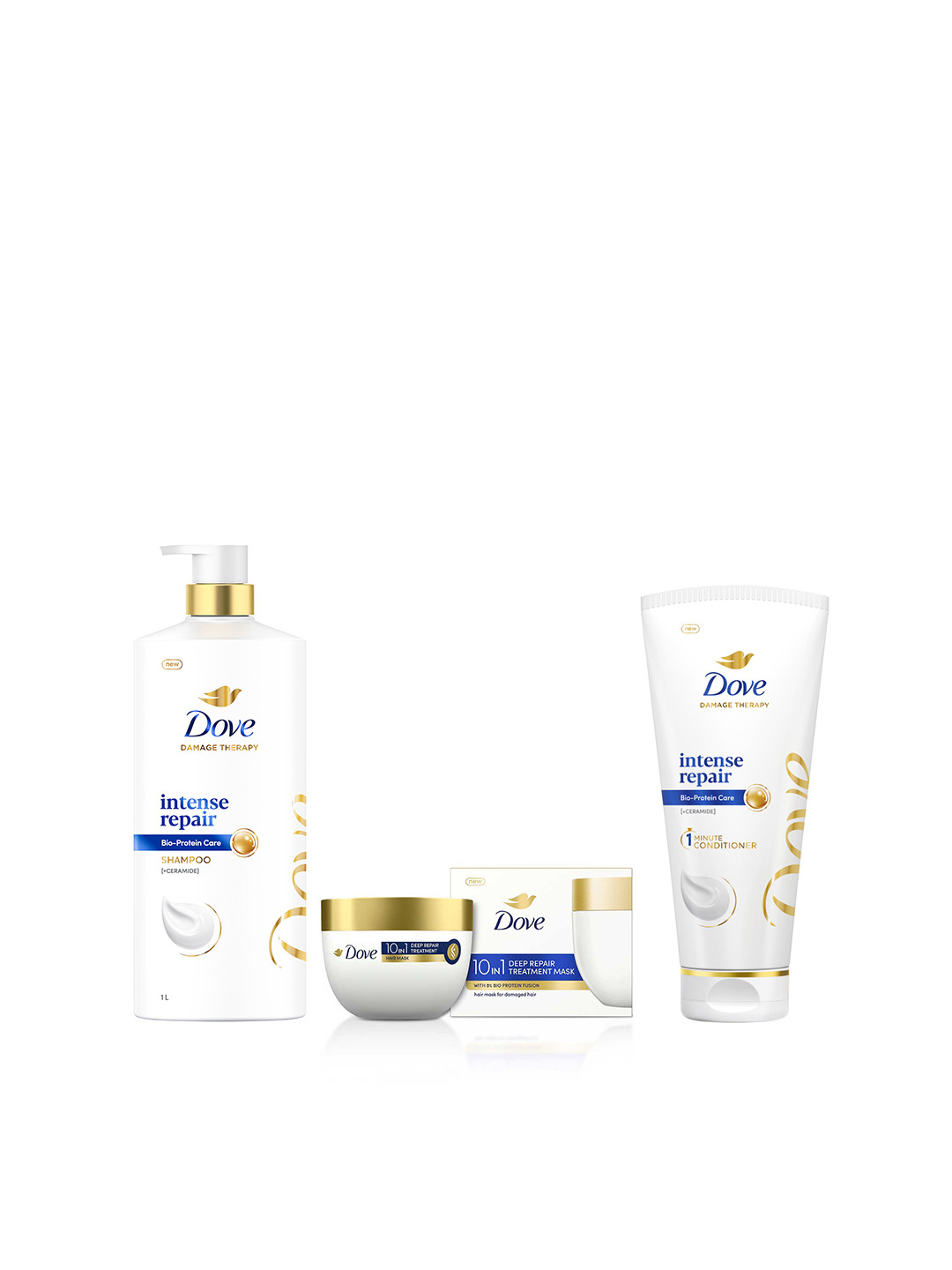 Dove Set of Intense Repair Shampoo 1 l + Conditioner 175 ml + Deep Repair Hair Mask 300 ml