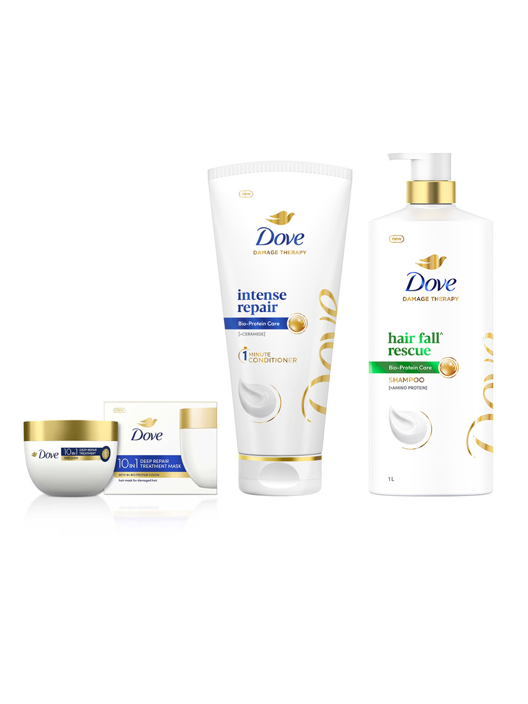 Dove Set of Hair Fall Rescue Shampoo+Intense Repair Conditioner+Deep Repair Hair Mask