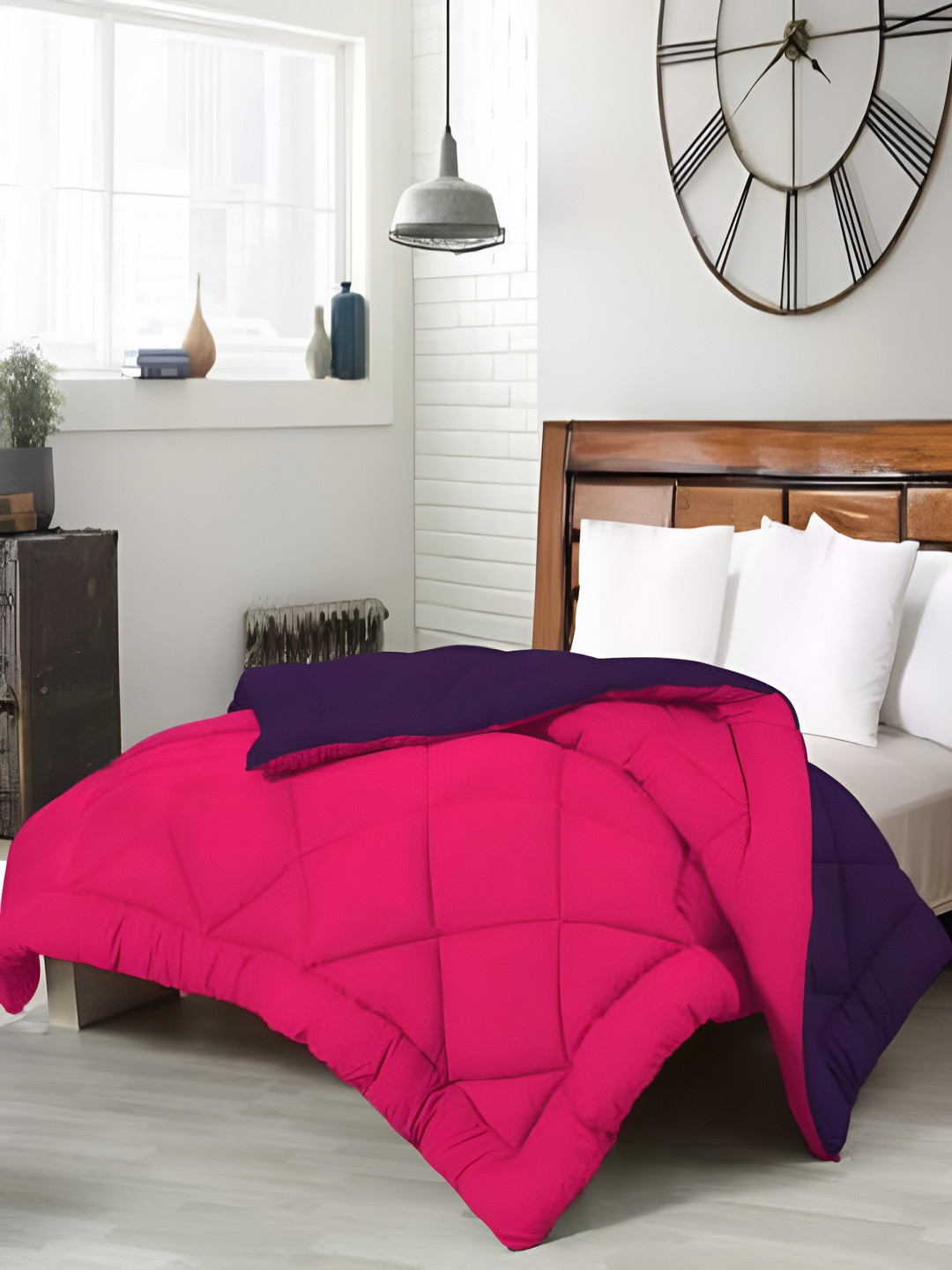 RF RELAXFEEL Purple & Pink Heavy Winter 233 GSM Single Bed Comforter