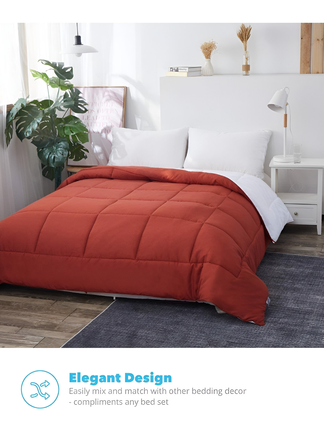 RF RELAXFEEL Red & White Heavy Winter Cotton 233 GSM Single Bed Comforter