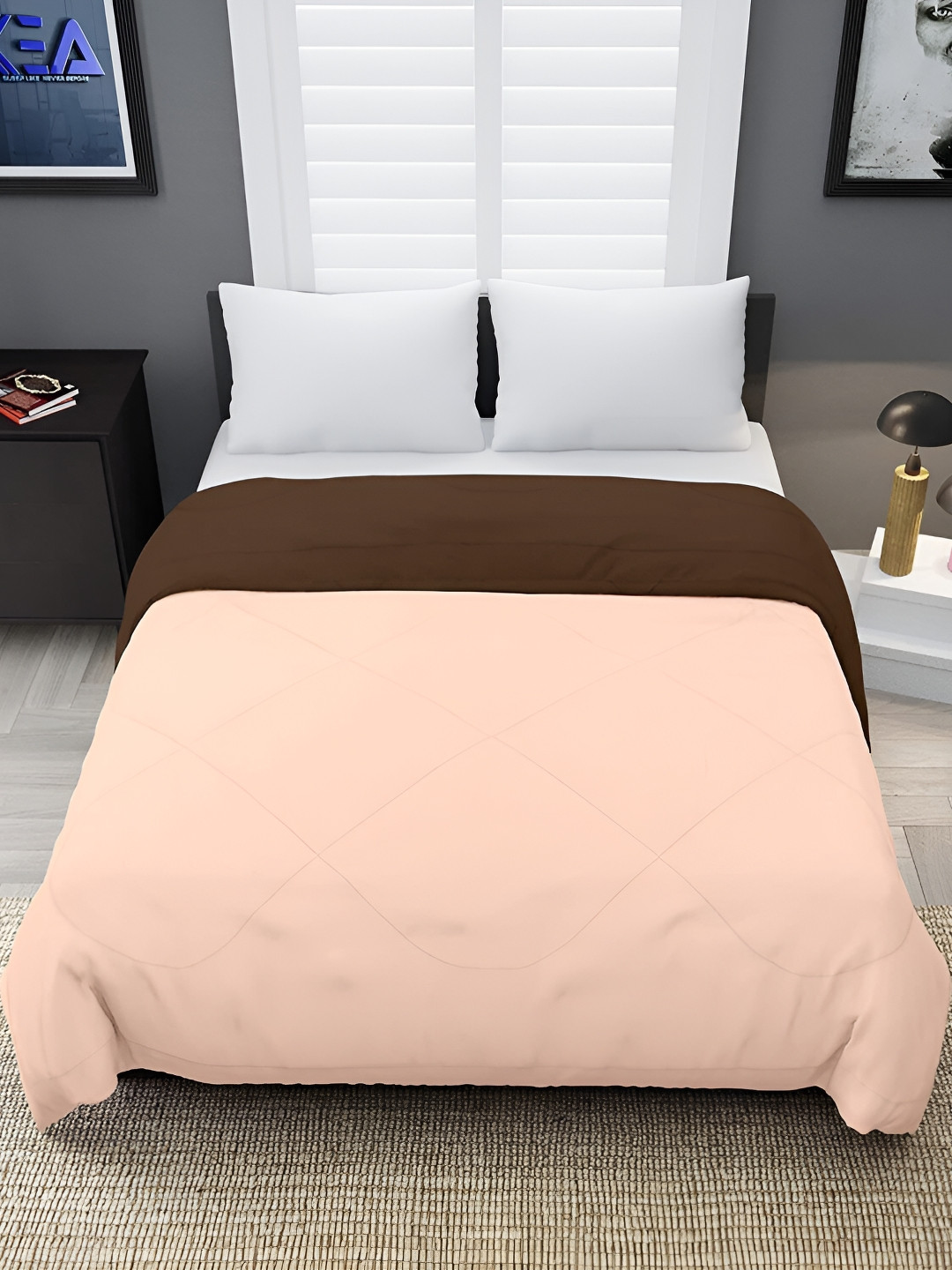 RF RELAXFEEL Peach & Brown Geometric Heavy Winter 233 GSM Single Bed Comforter