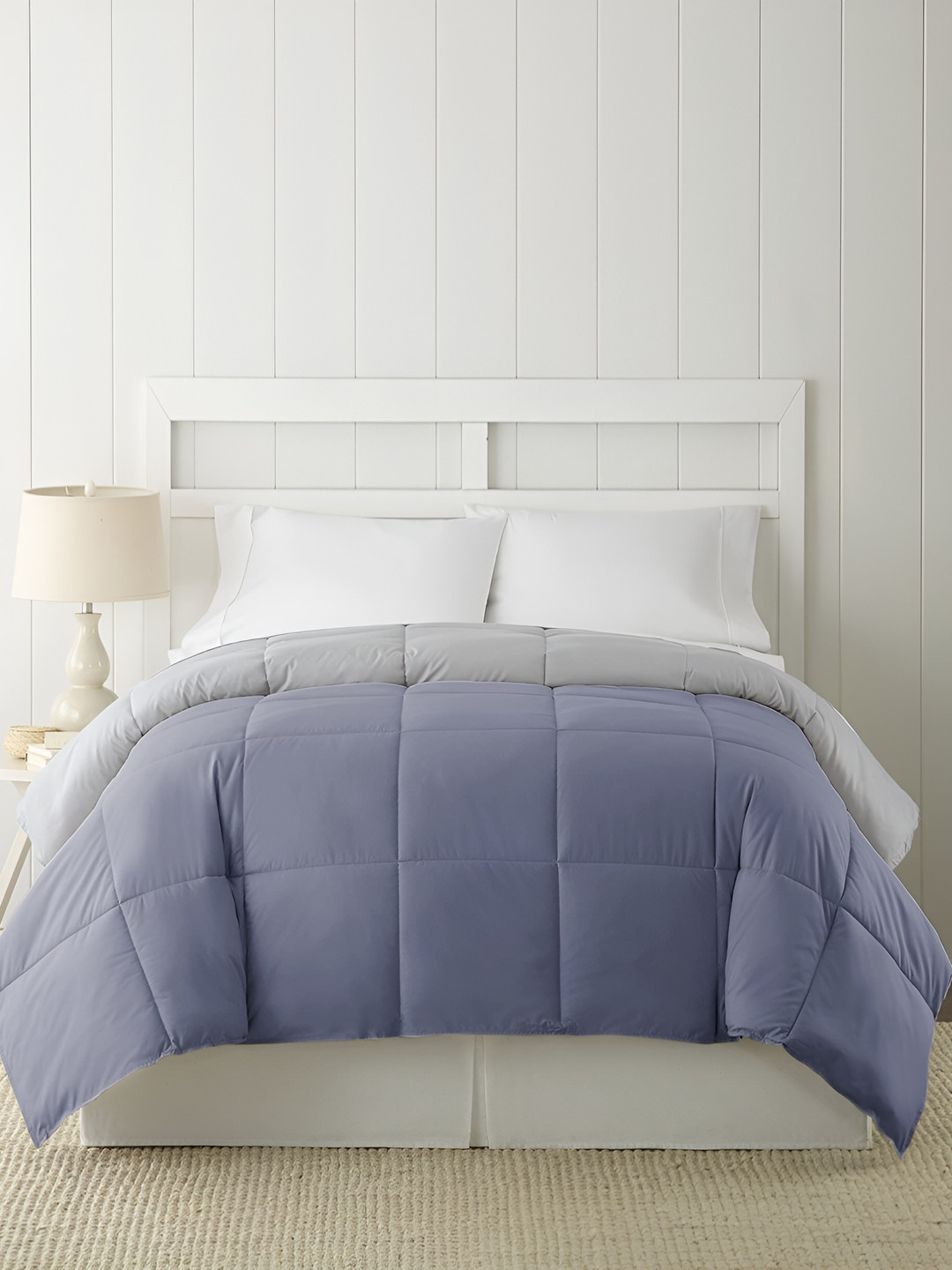 RF RELAXFEEL Blue & Grey Geometric Cotton Heavy Winter 150 GSM Double Bed Comforter