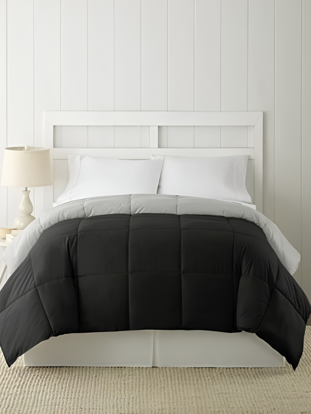 RF RELAXFEEL Black & Grey Geometric Heavy Winter 233 GSM Double Bed Comforter