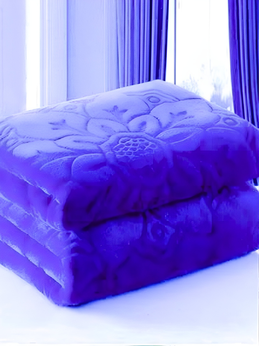 RF RELAXFEEL Blue Floral Heavy Winter 400 GSM Double Bed Blanket