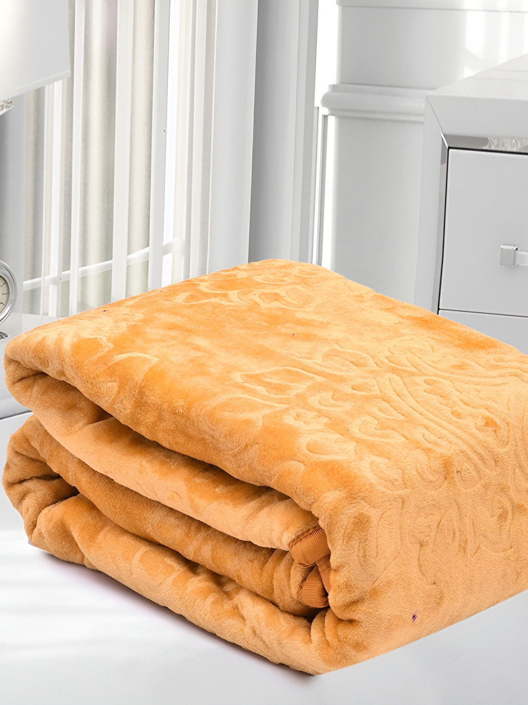 RF RELAXFEEL Gold-Toned Heavy Winter 150 GSM Double Bed Blanket