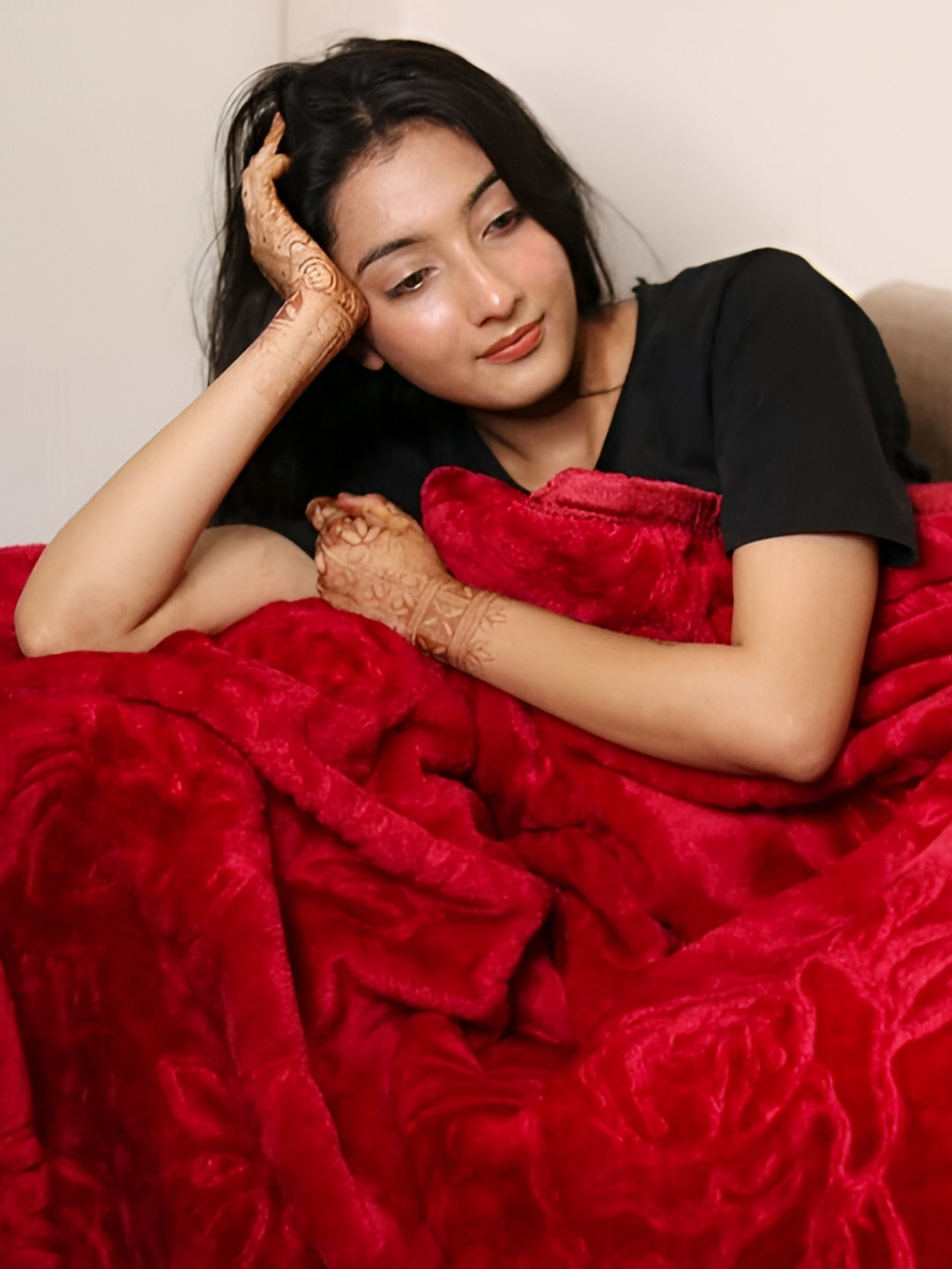 RF RELAXFEEL Maroon Heavy Winter 500 GSM Double Bed Blanket