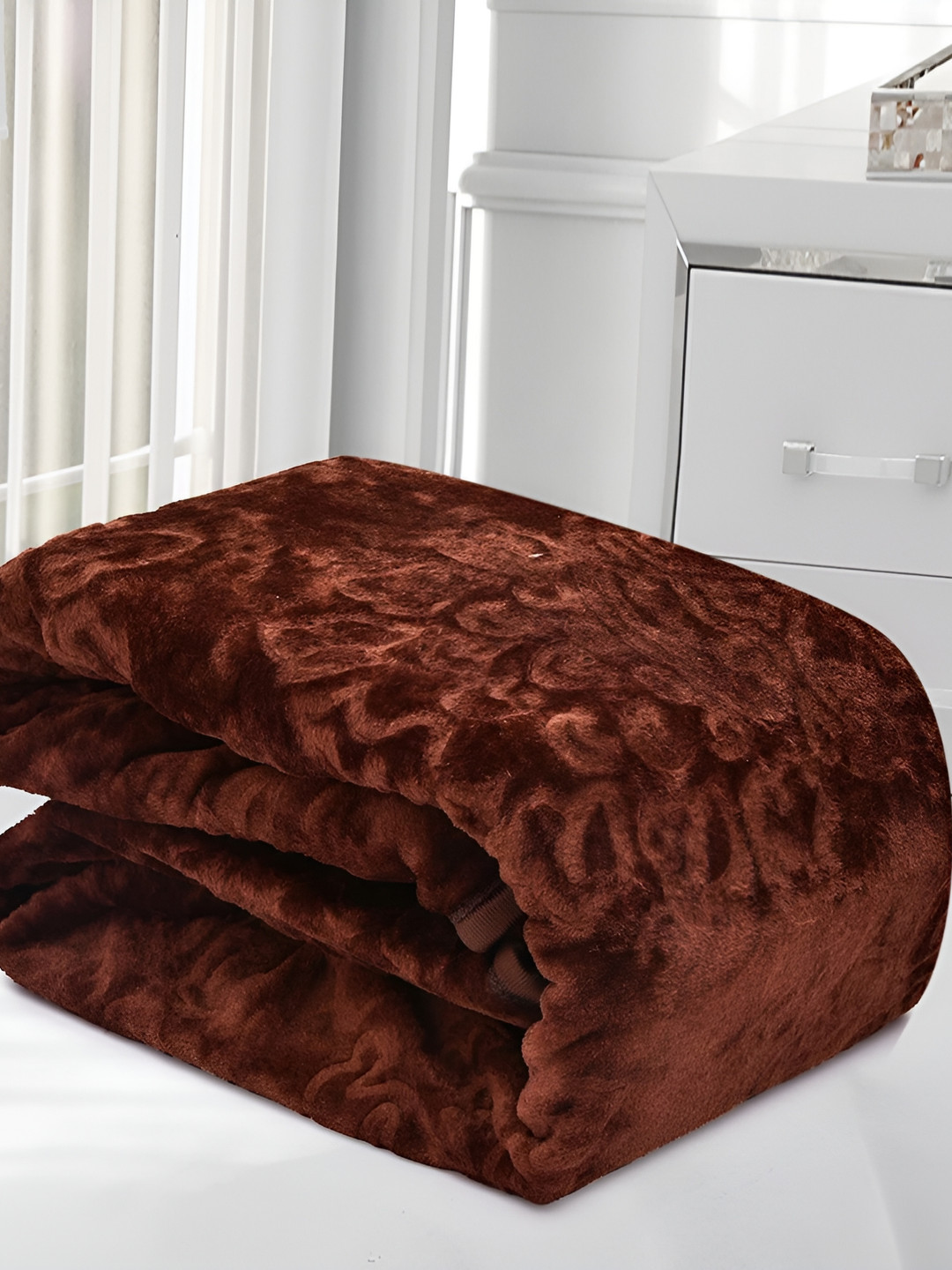 RF RELAXFEEL Brown Ethnic Motifs Heavy Winter 150 GSM Double Bed Blanket