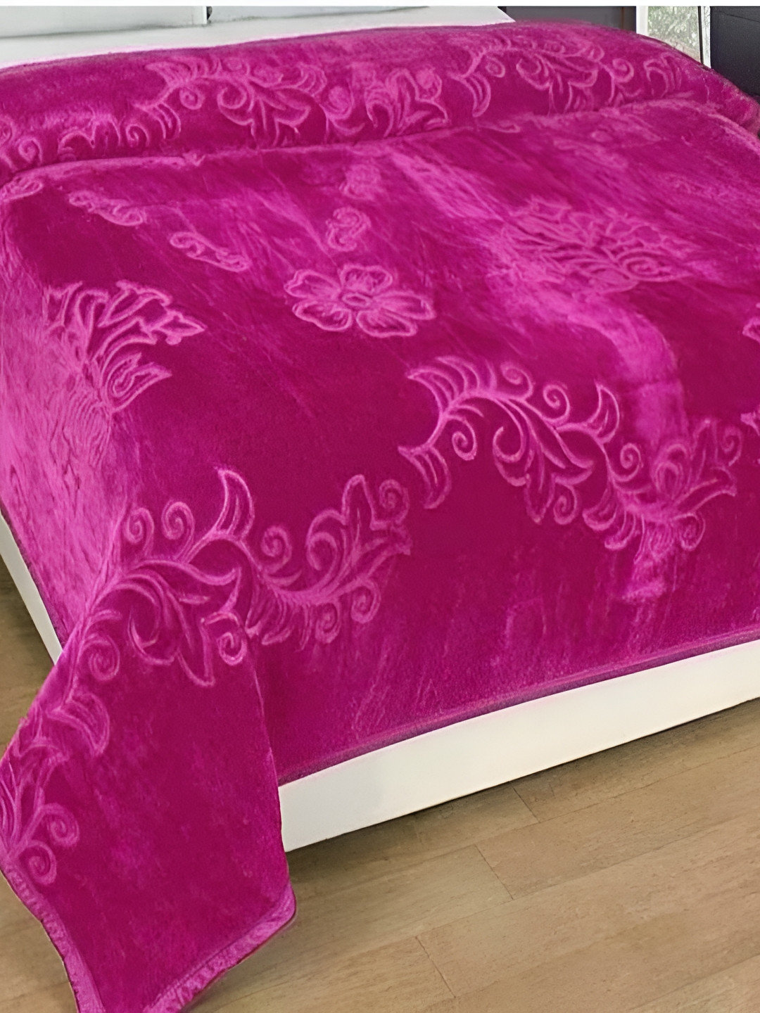 RF RELAXFEEL Pink Floral Heavy Winter 300 GSM Double Bed Blanket