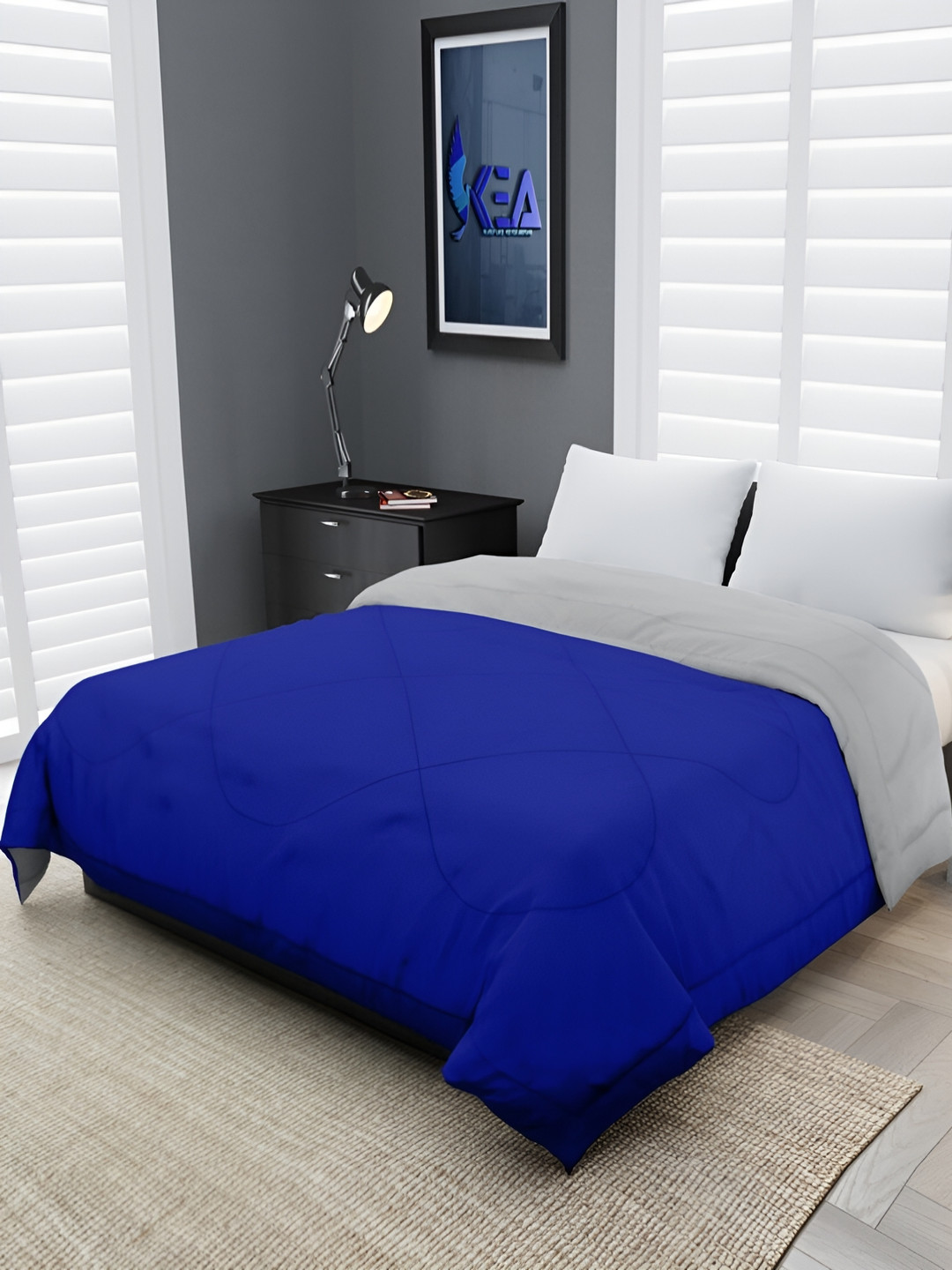 RF RELAXFEEL Blue & Grey Heavy Winter 233 GSM Double Bed Comforter