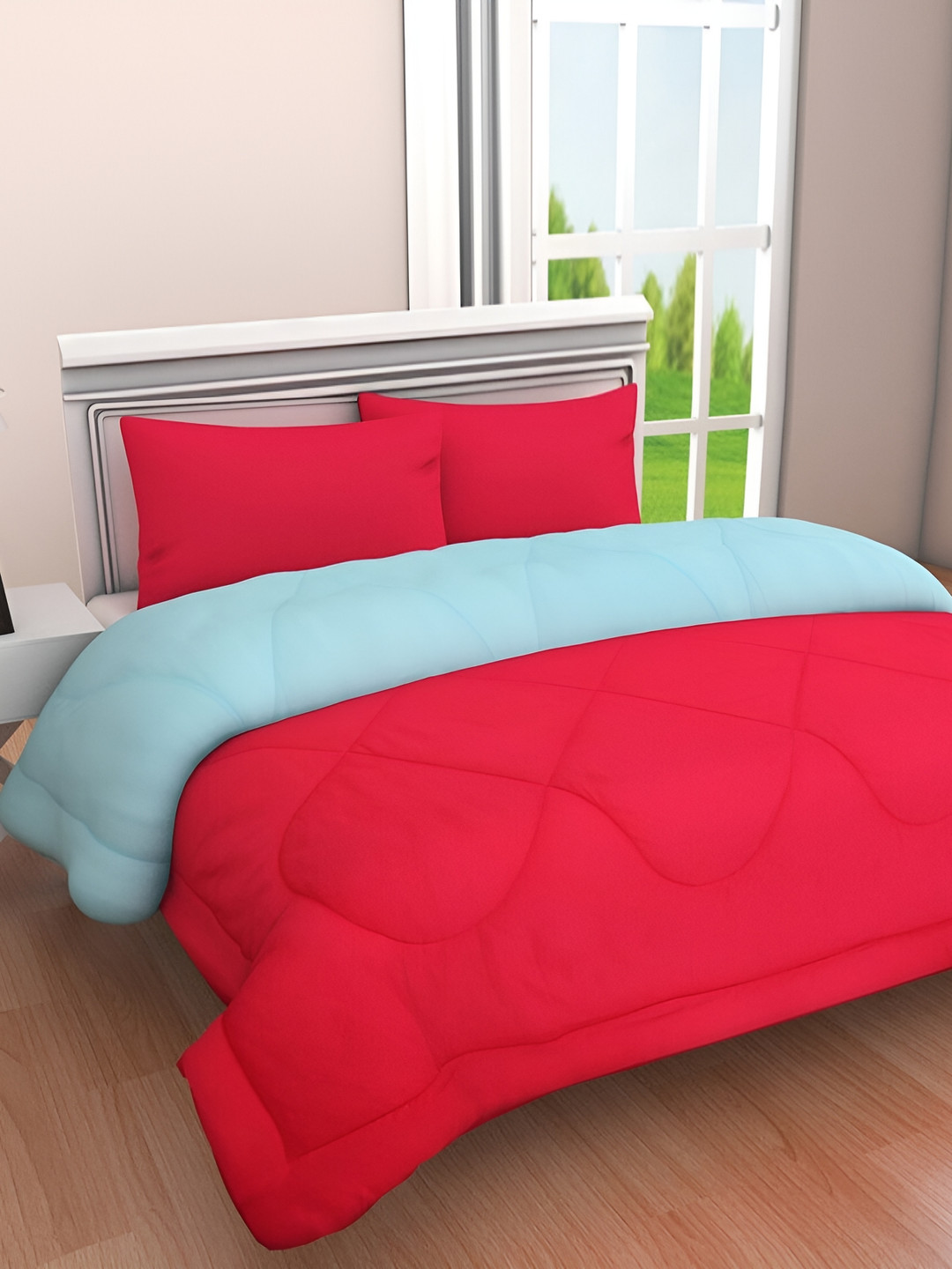 RF RELAXFEEL Red & Blue Heavy Winter 233 GSM Double Bed Quilt