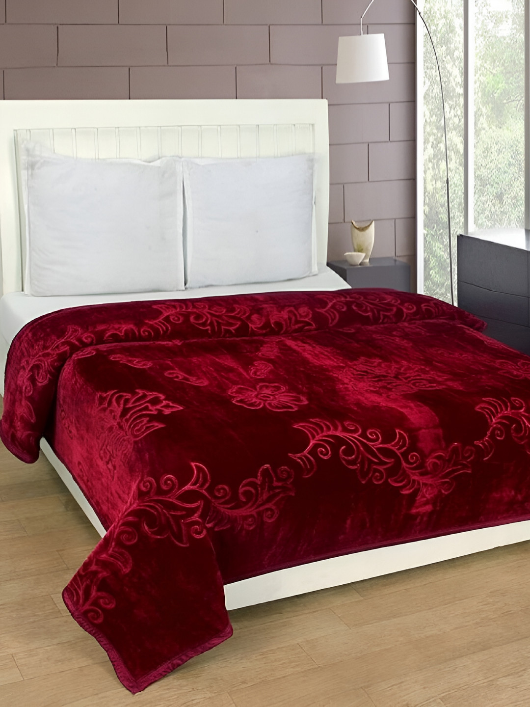 RF RELAXFEEL Red Ethnic Motifs Microfiber Heavy Winter 500 GSM Double Bed Blanket