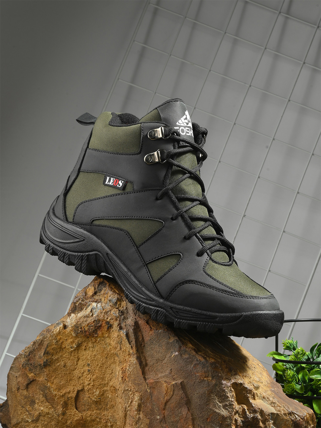Leo's Fitness Shoes Men Textured Round Toe Canvas Boots