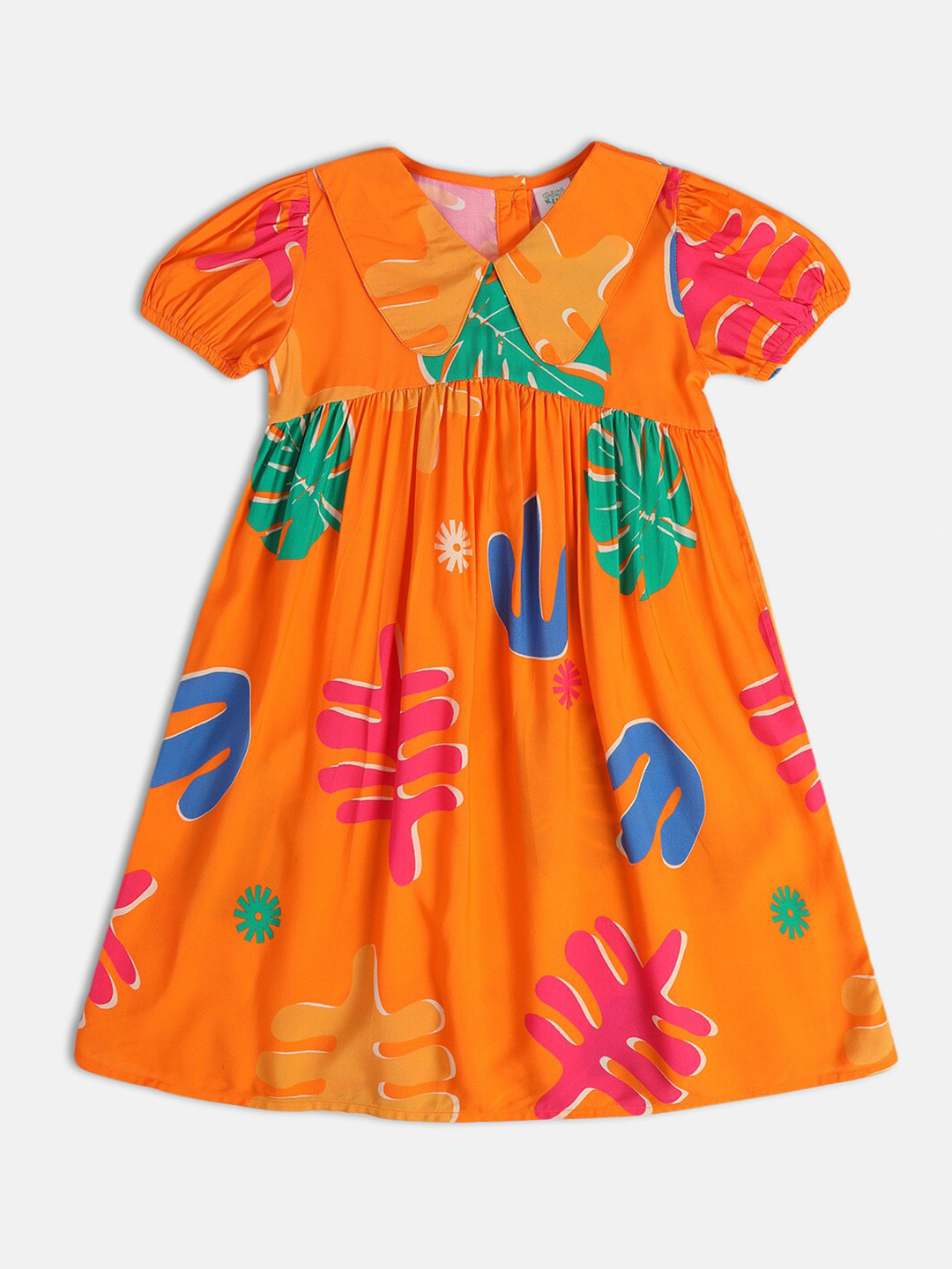 MINI KLUB Floral Printed Above the Keyboard Collar Puff Sleeves A-Line Dress