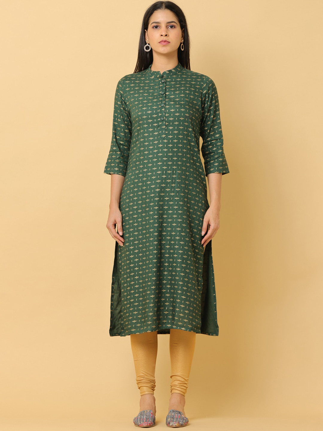 Cora Geometric Printed Mandarin Collar Kurta