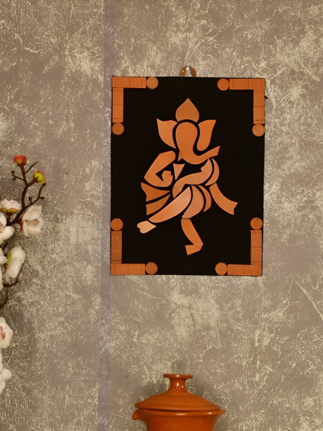 SOWPEACE Brown & Black Dancing Ganesha Paintings Wall Art