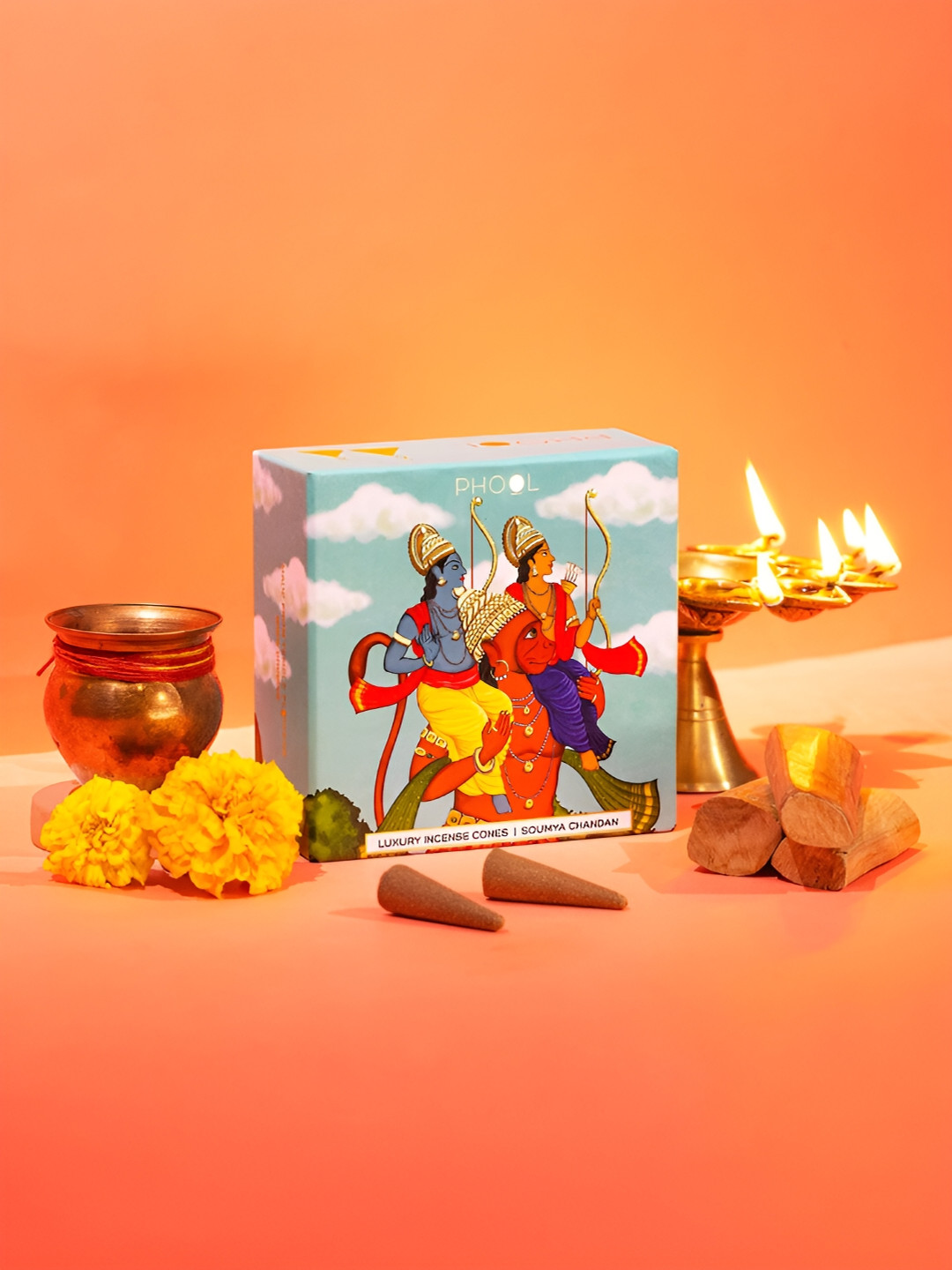 Phool Ayodhya Soumya Chandan Dhoop Cone - 40 PCs Incense Cones