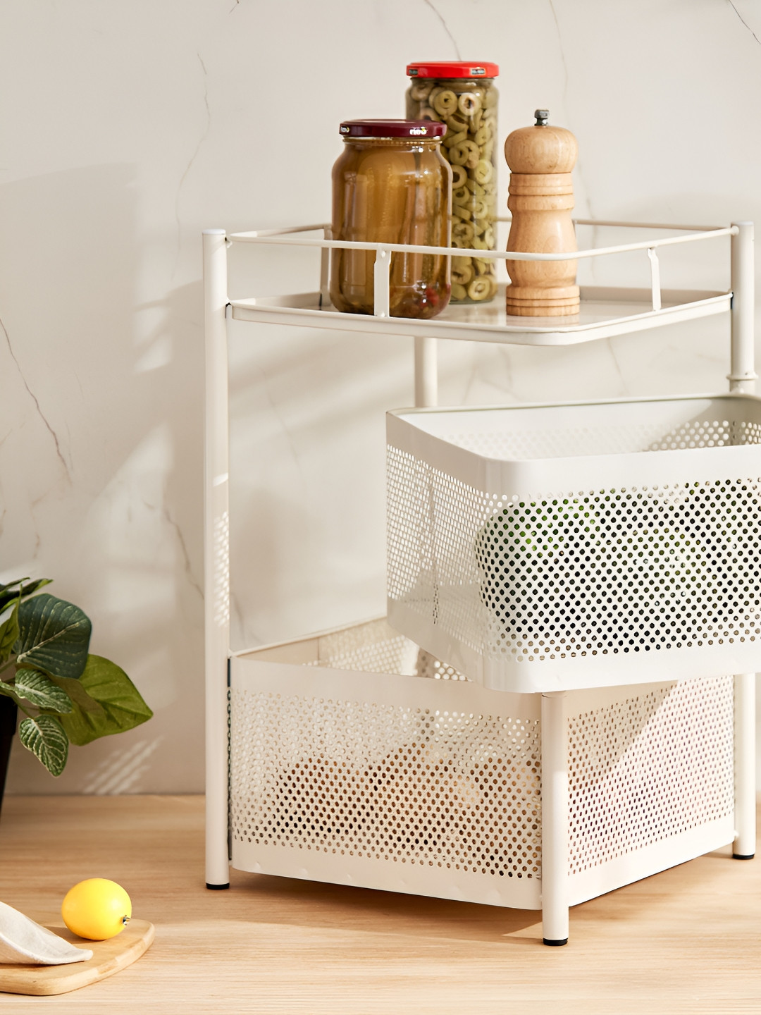 Home Centre White Tranzit Holland 2-Tier Kitchen Trolley