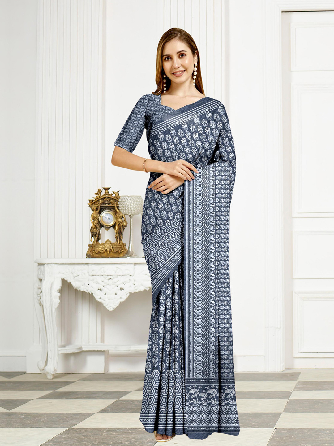 Fevinaa Batik Printed Silk Cotton Saree