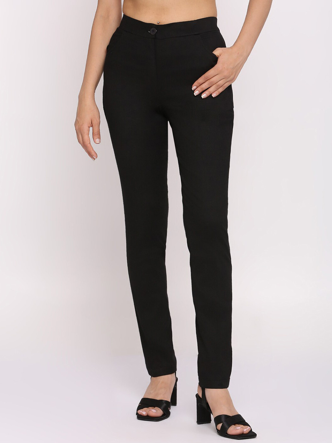 Pink Guava Women Urban Slim Slim Fit Easy Wash Formal Trousers