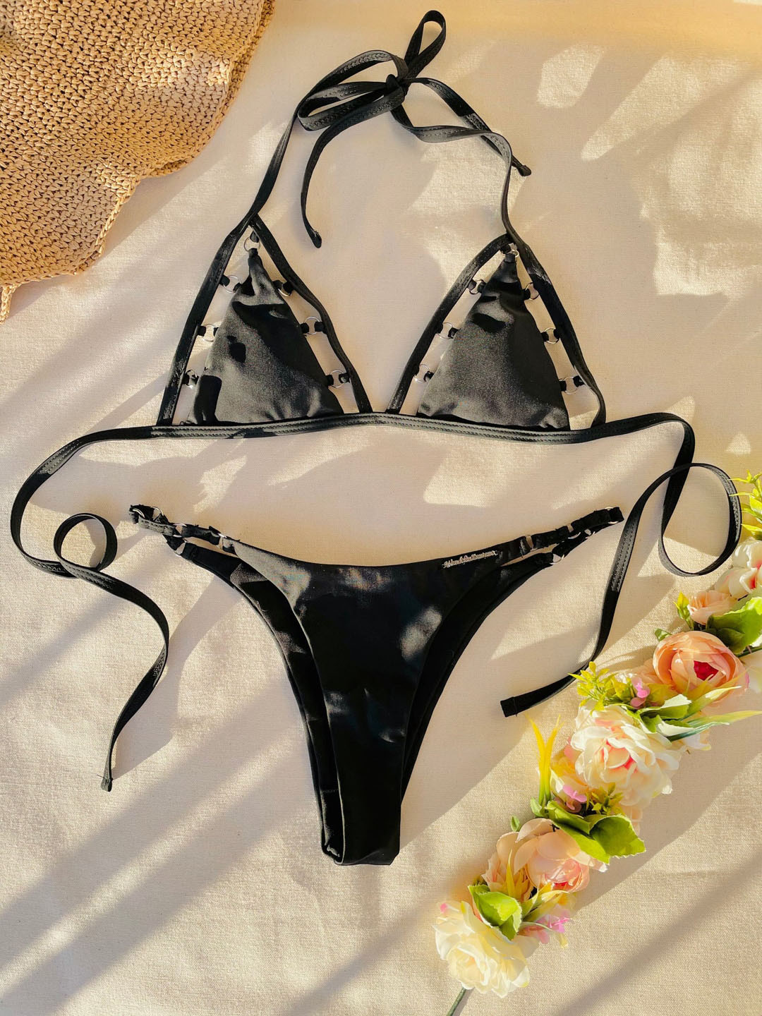 FIMBUL Metal Ring String Detailed Lingerie Set Bikini