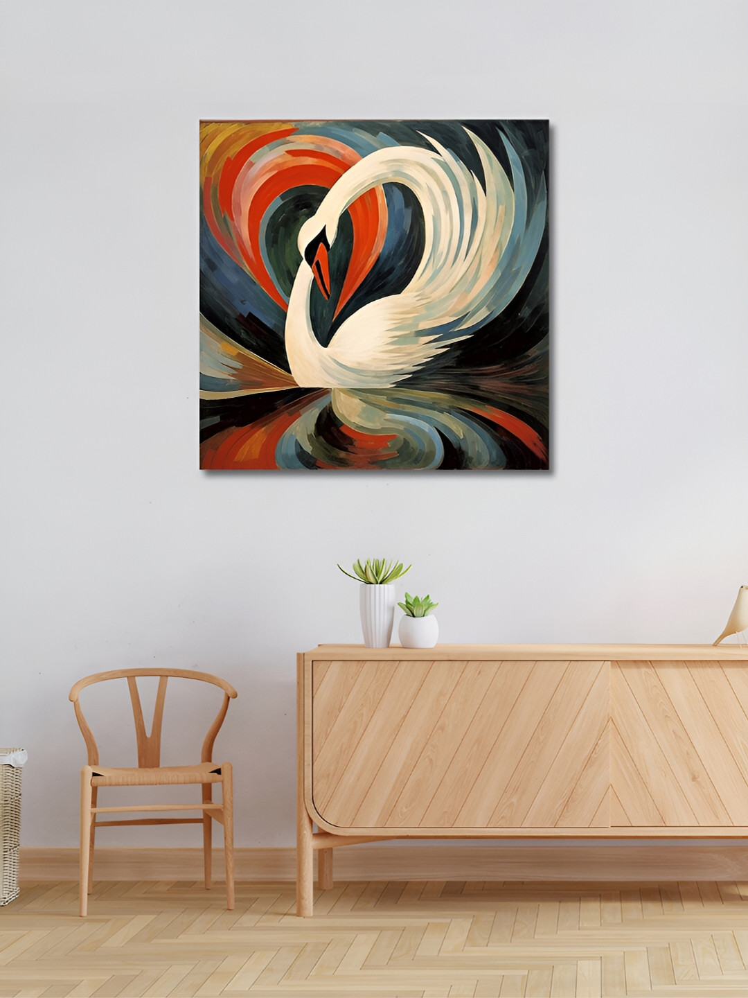 OLIVE TREE Red & White Canvas Animals Wall Art