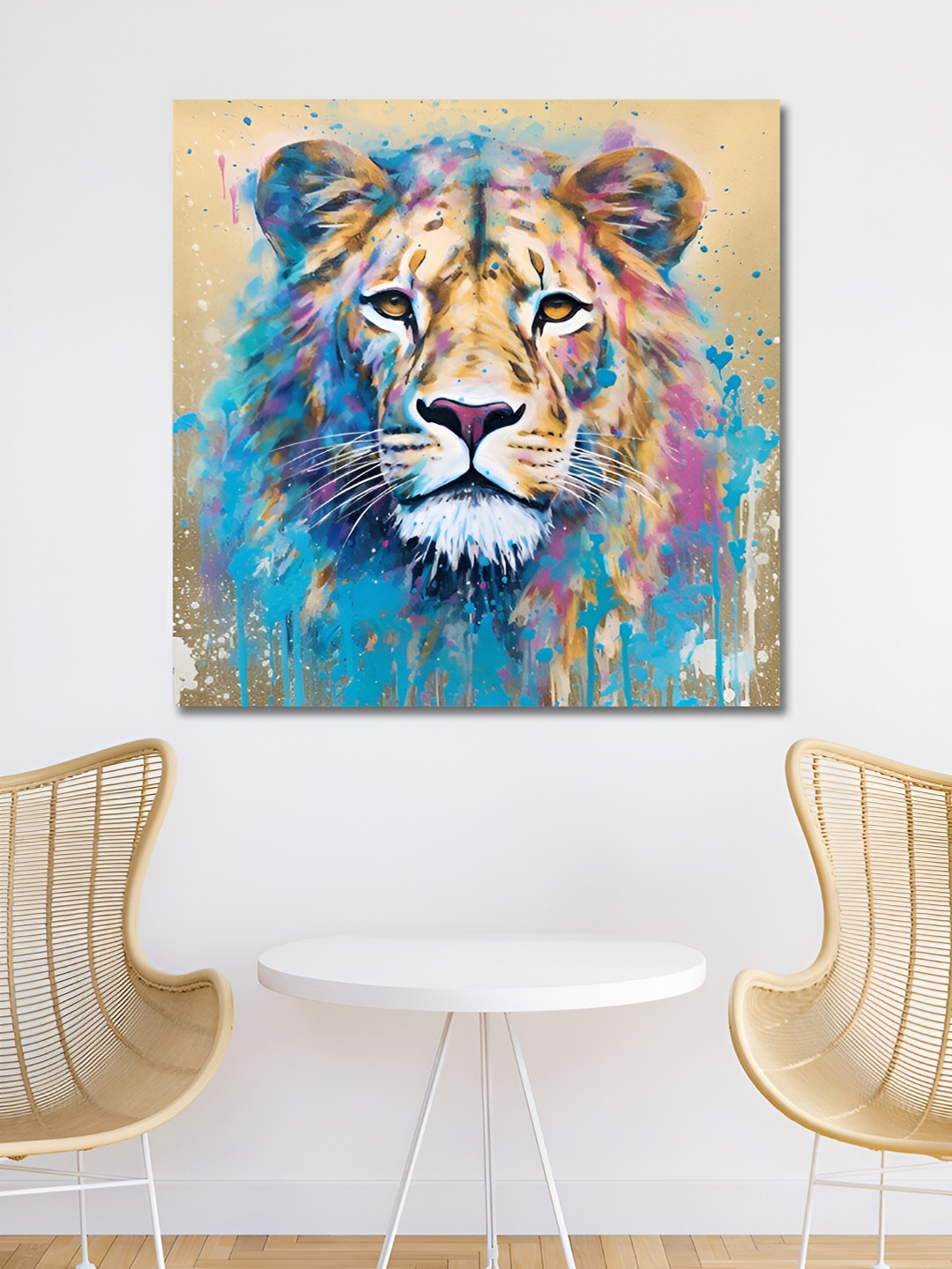 OLIVE TREE Blue & Brown Canvas Animals Wall Art