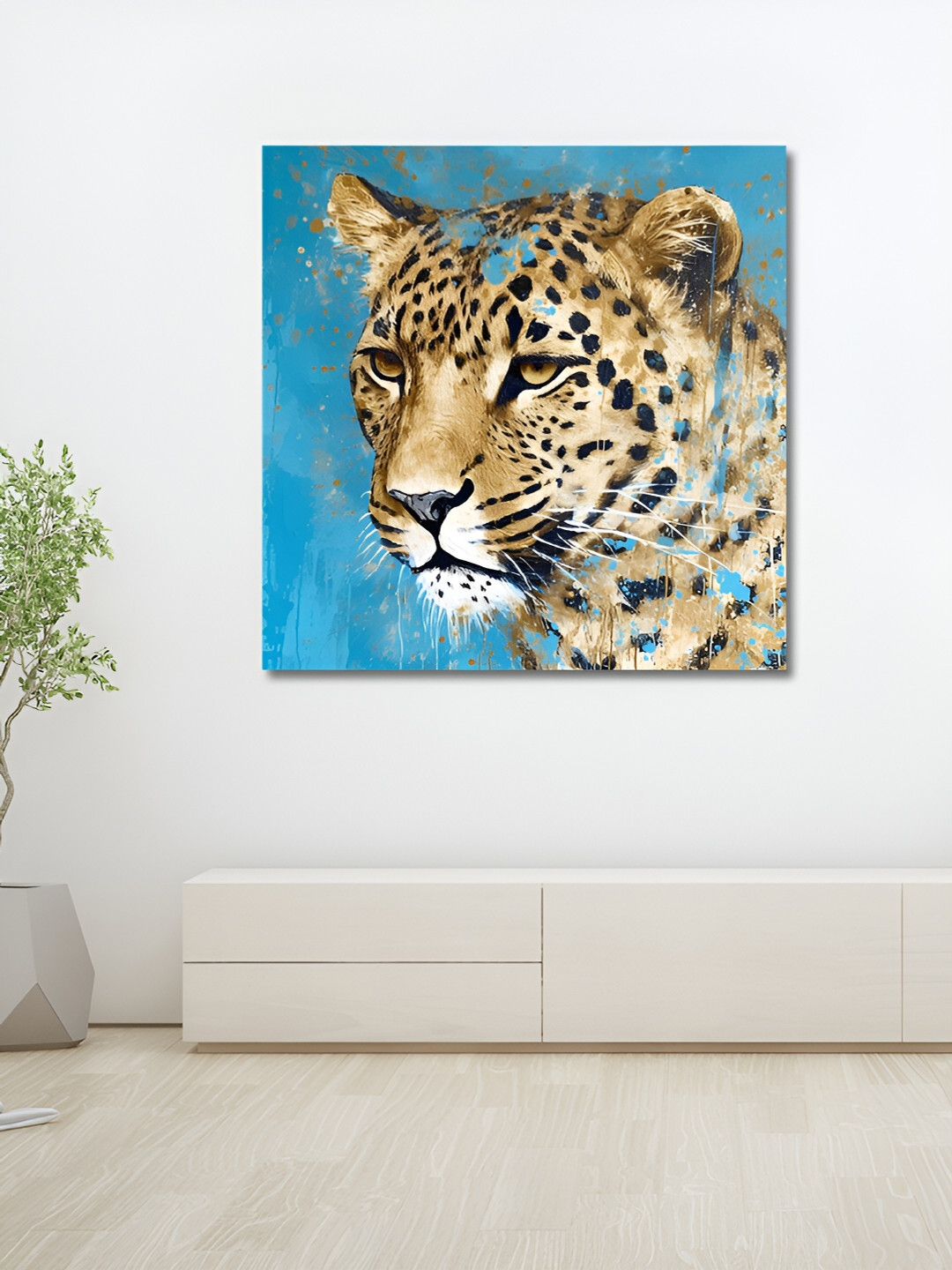 OLIVE TREE Blue & Brown Canvas Animals Wall Art