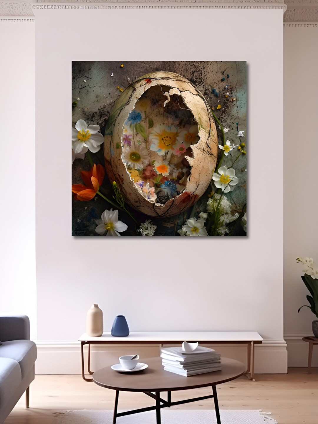 OLIVE TREE Brown & Red Floral Canvas Wall Art