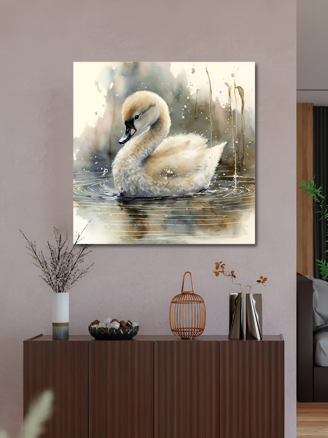 OLIVE TREE Beige & Taupe Canvas Animals Wall Art