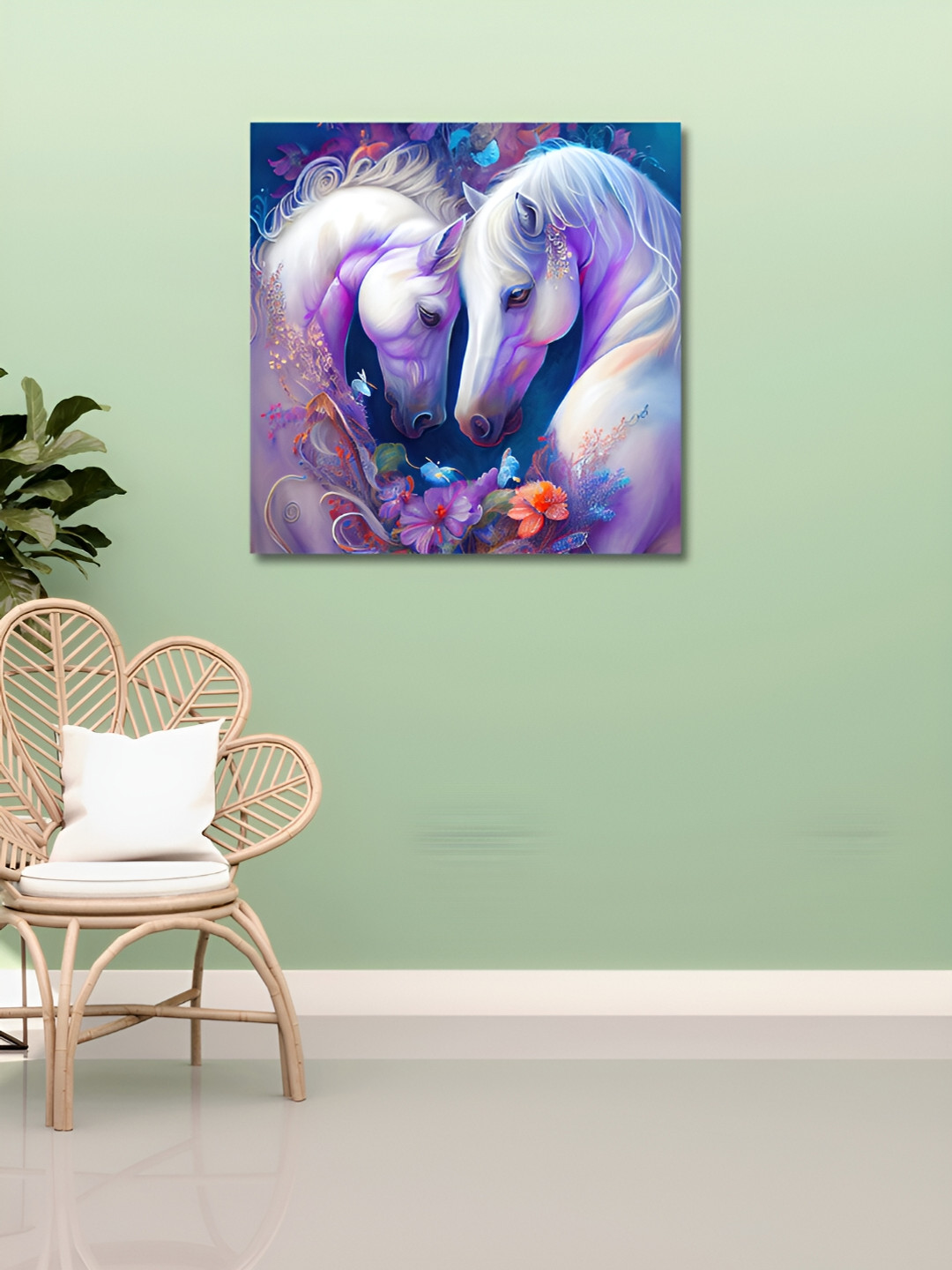 OLIVE TREE Purple & Blue Canvas Animals Wall Art