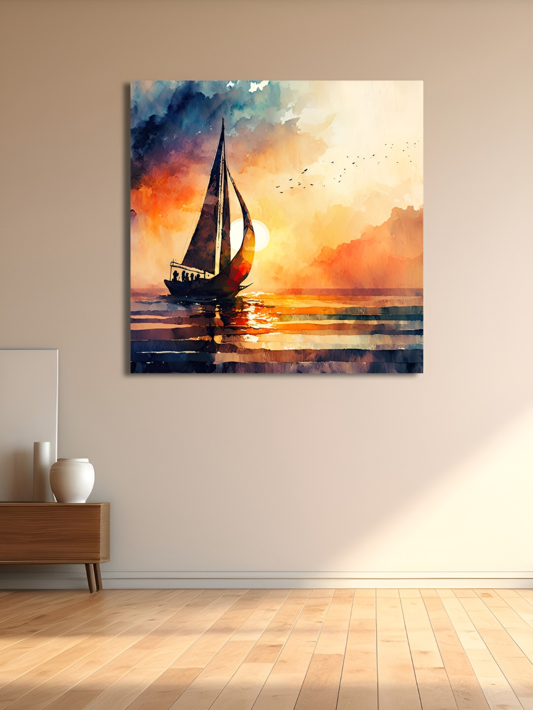 OLIVE TREE Red & Blue Canvas Wall Art
