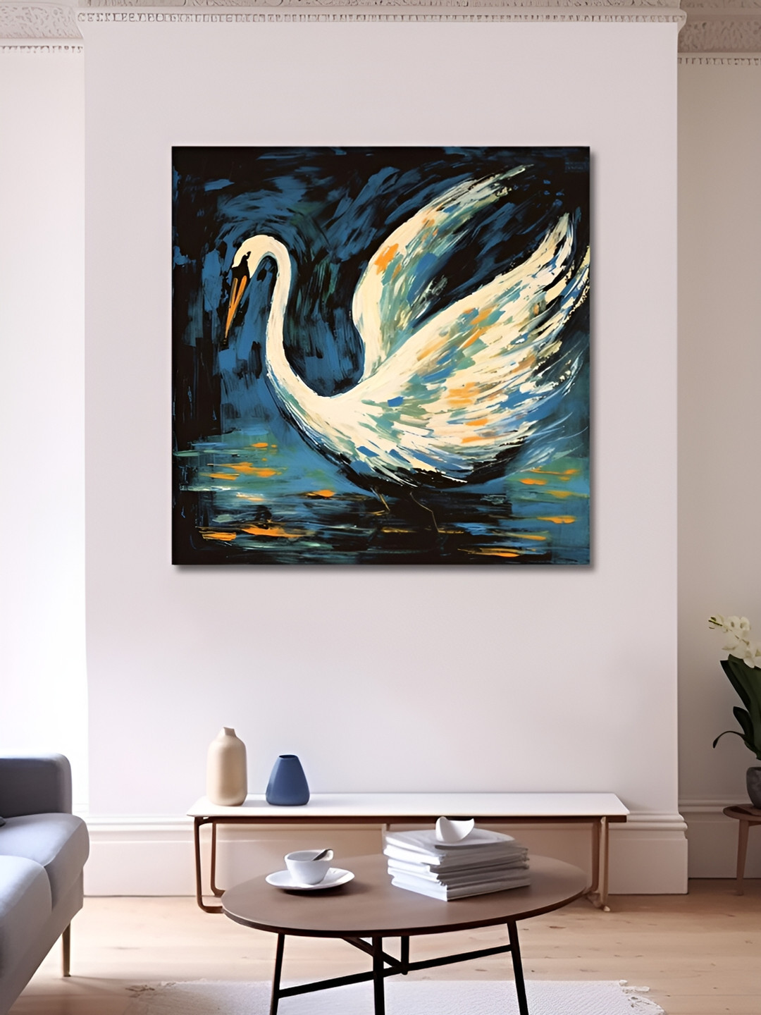 OLIVE TREE Blue & Cream Canvas Birds and Animals Wall Art