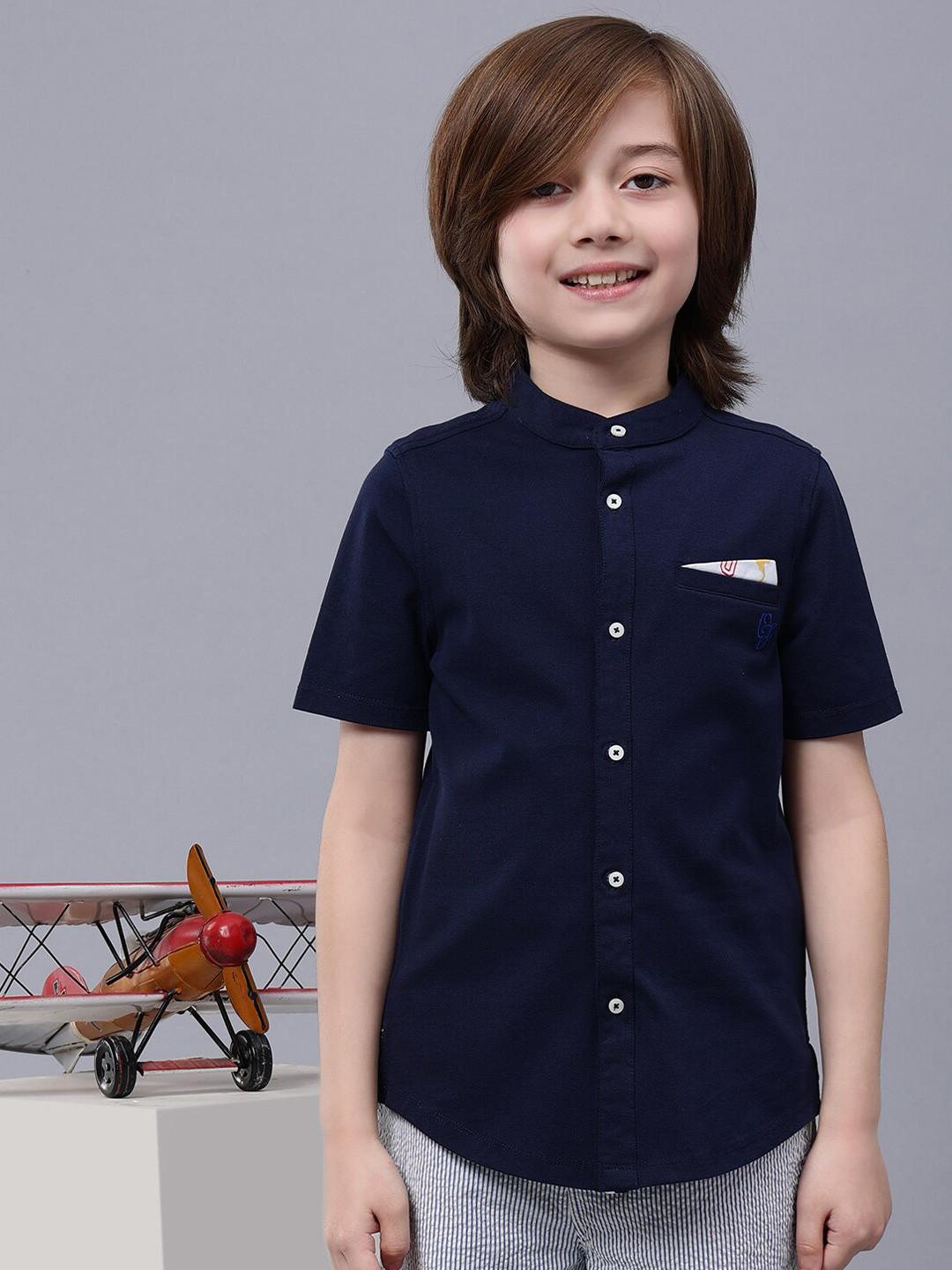 One Friday Boys Comfort Band Collar Casual Shirt