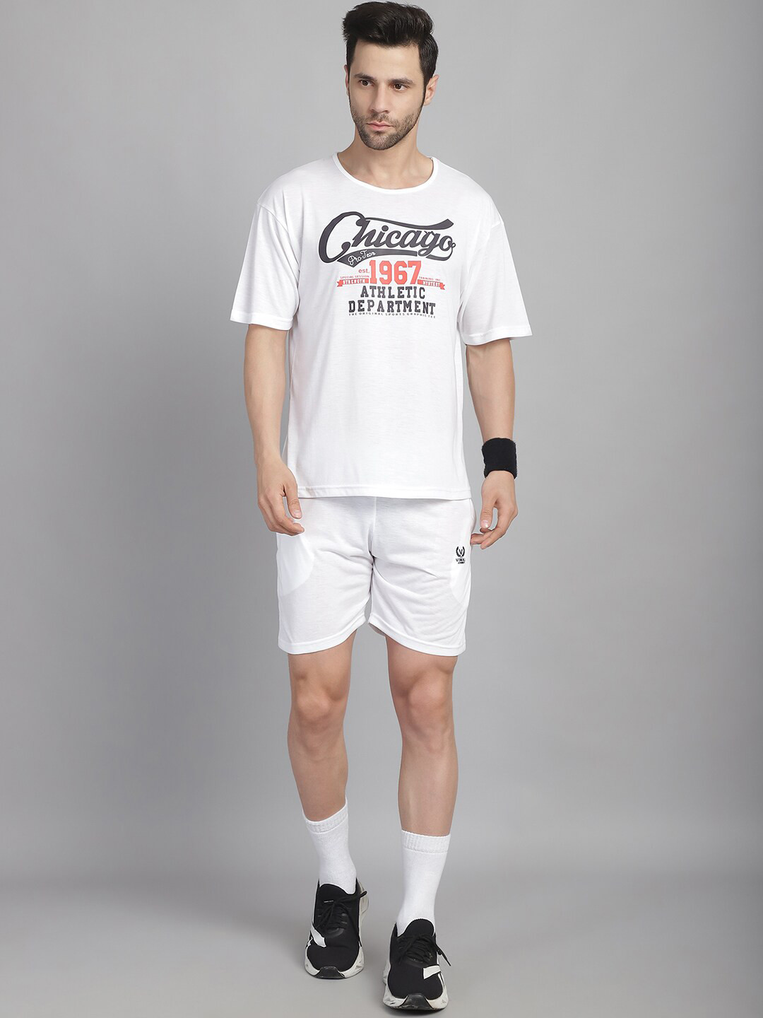 MACK JONNEY Typography Printed T-Shirt With Shorts Track Suit