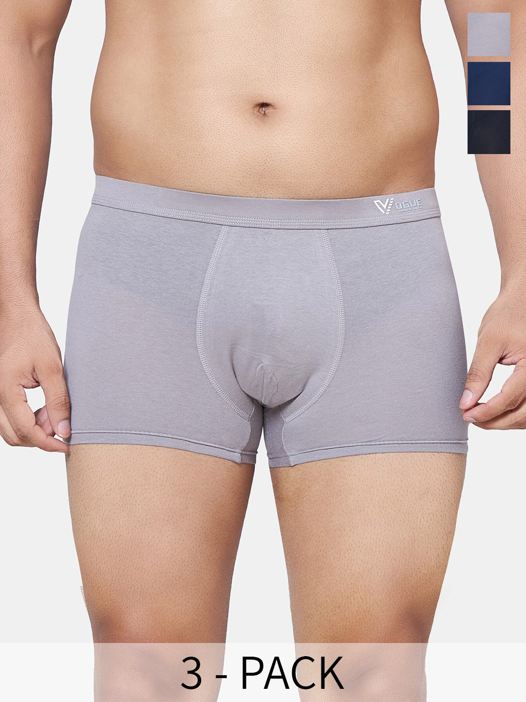 PLUMBURY Pack Of 3 Boxer-Style Briefs MB/SPANTY617BL/GR/NBLUES