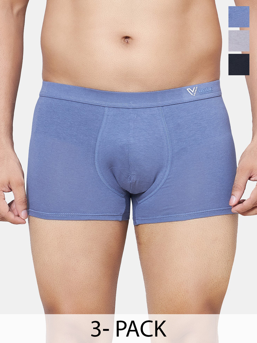 PLUMBURY Pack Of 3 Trunks MB/SPANTY617BL/GR/DBLUES