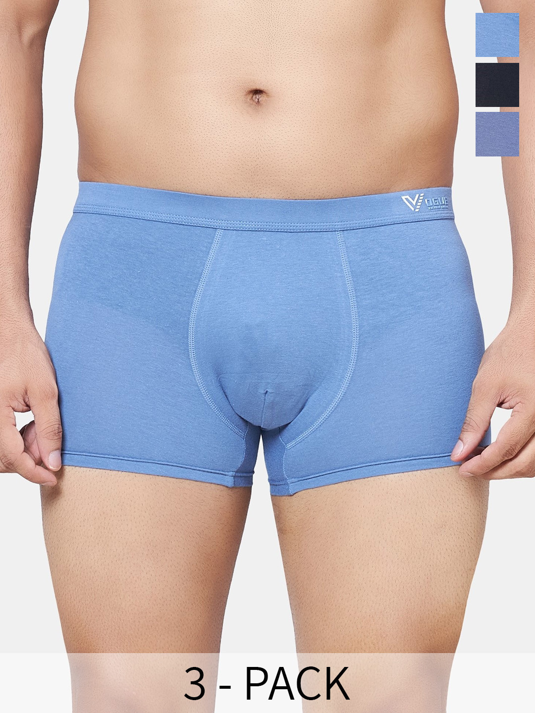 PLUMBURY Pack of 3 Trunks MB/SPANTY617BL/BLUE/DBLUES