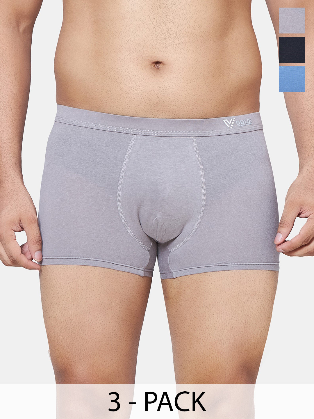 PLUMBURY Pack Of 3 Trunks MB/SPANTY617BLUE/BL/GRS