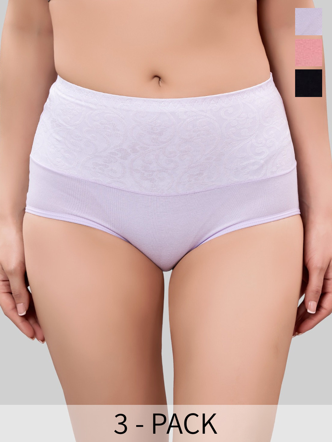 PLUMBURY Pack Of 3 Laced High Rise Shaper Brief