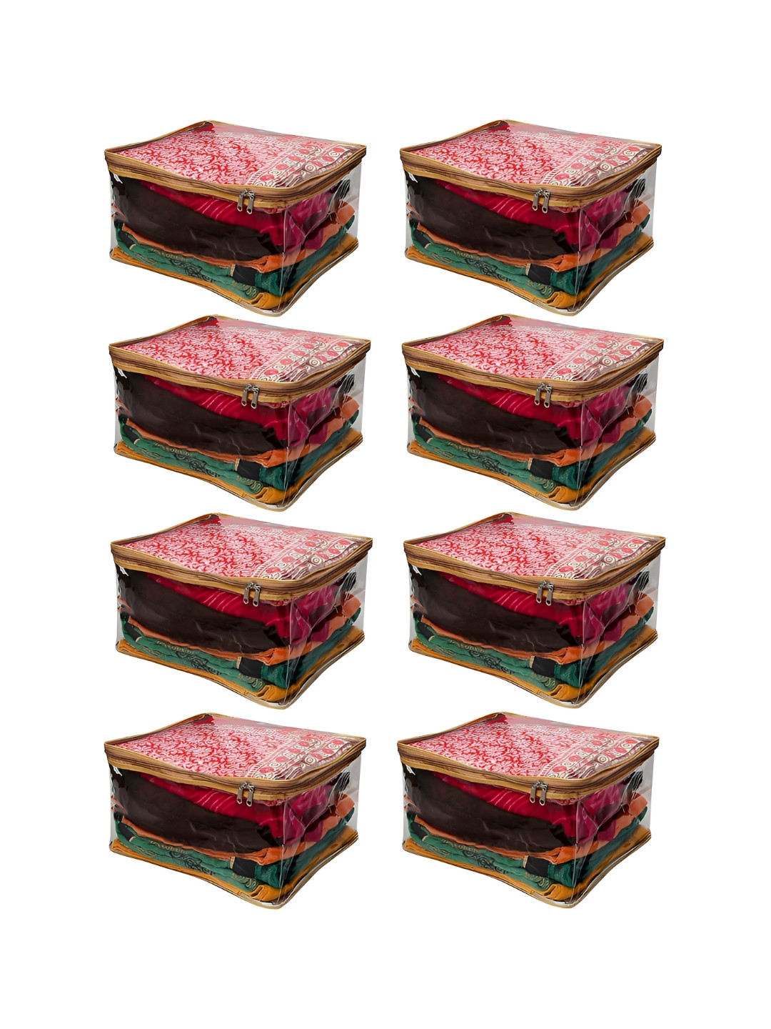 atorakushon Set of 8 Gold Clothes Storage Bags Wardrobe Organisers