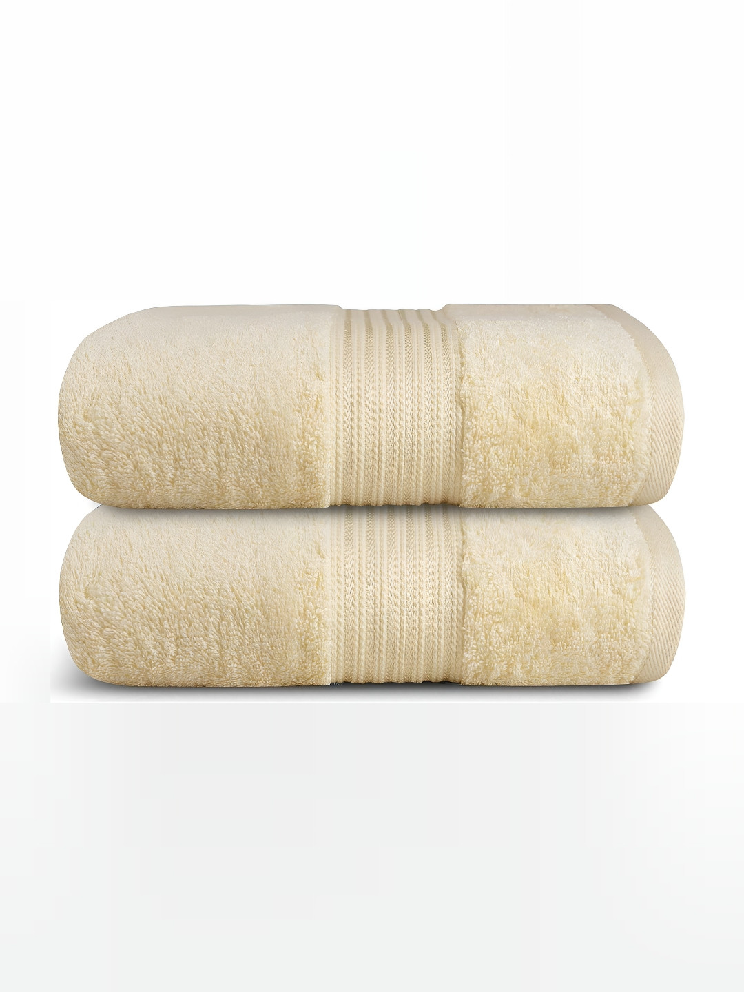 Signature Matrix Zero Twist Cream-Coloured 2-Pcs Pure Cotton Hand Towels