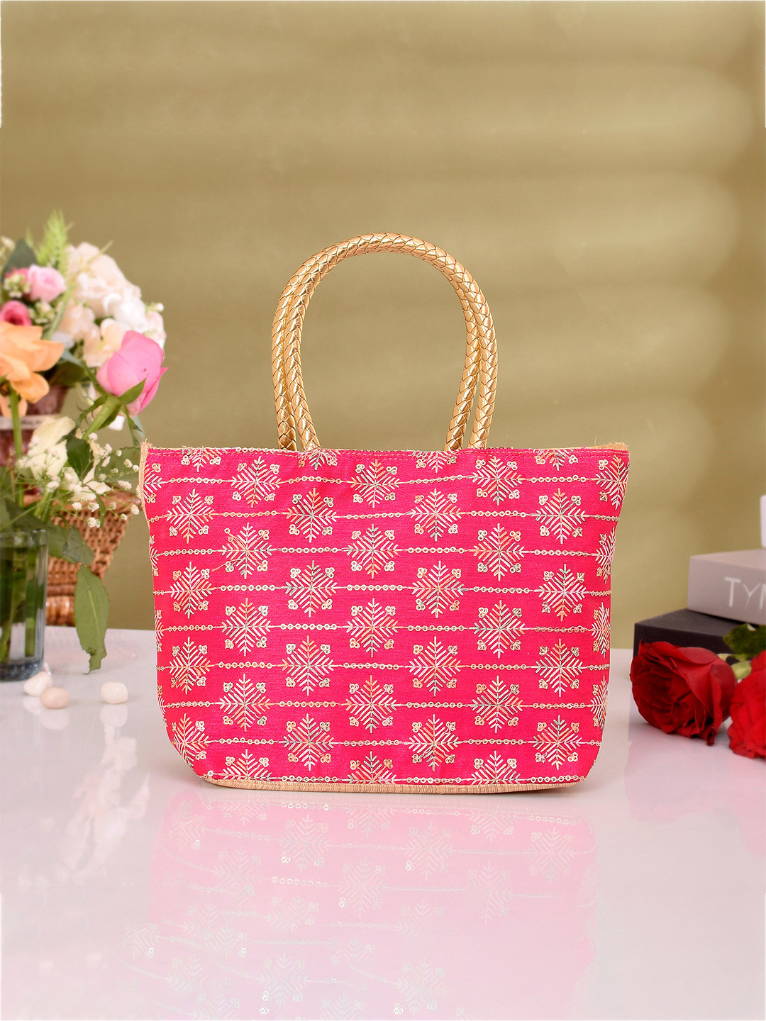 Kuber Industries Set Of 2 Embroidered Handheld Bags