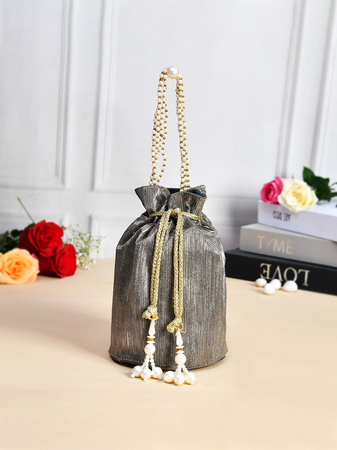 Kuber Industries Embellished Beaded Handle Potli