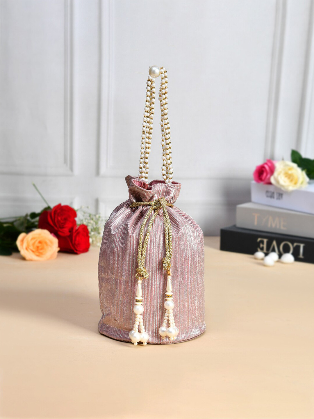 Kuber Industries Embellished Beaded Handle Potli