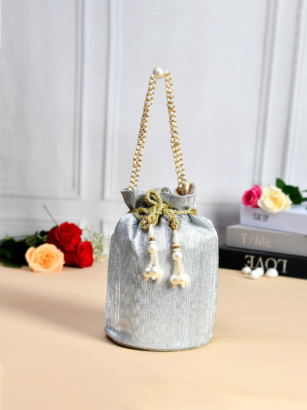 Kuber Industries Embellished Beaded Handle Potli