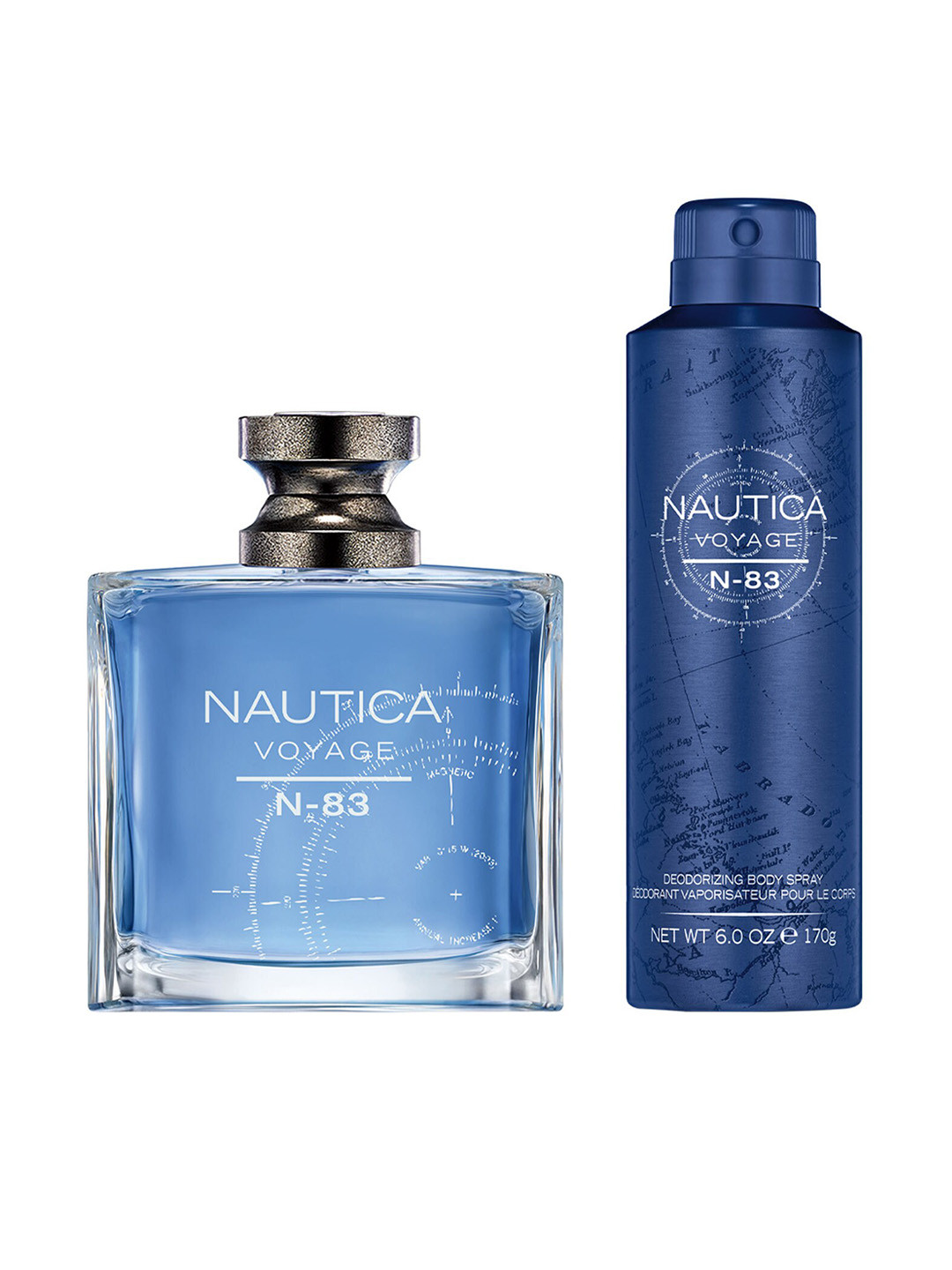 Nautica Men Voyage N 83 Long Lasting  Eau De Toilette -100ml & Deodorant Body Spray -170g