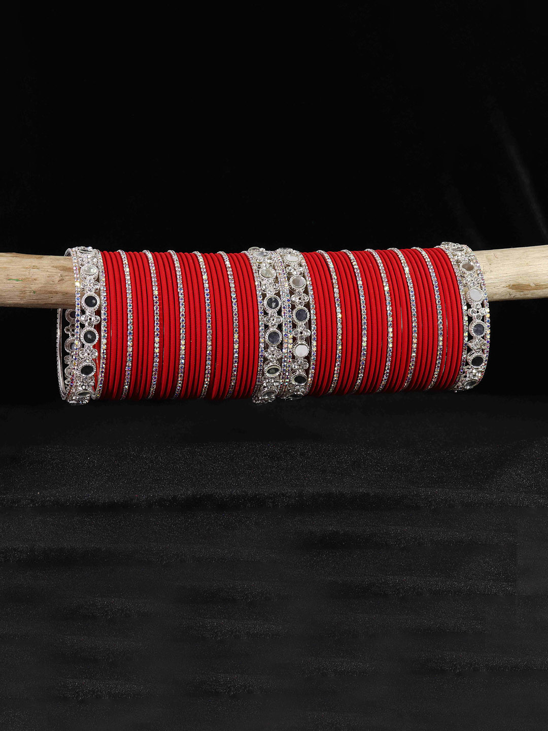 LAVAZZA Set Of 70 Stones & Mirrors Studded Bangles